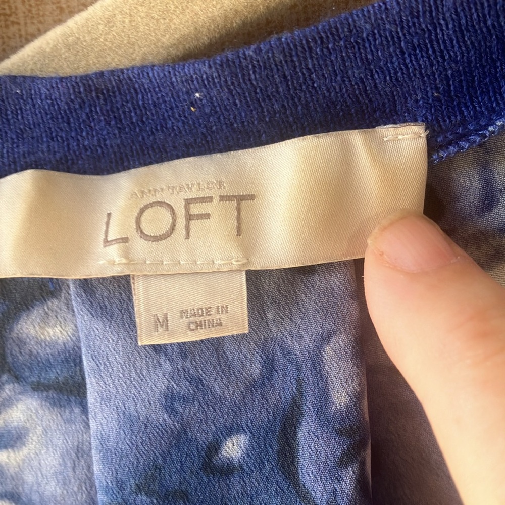 Loft Blue Patterned Cardigan Medium - image 3